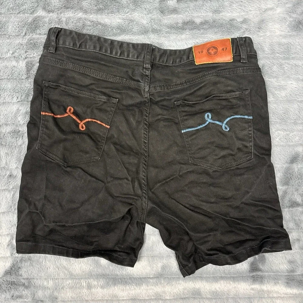 LRG Lifted Research Group Mens Black Baggy Taper Denim Shorts Size 36 Streetwear